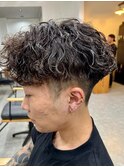波巻きパーマメンズパーマメンズヘアツーブロックツイストパーマ