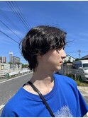 メンズパーマ/センターパートウルフ