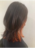 インナーカラー+白髪活かしカラーくびれヘアー