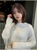 20代30代40代/ひし形外ハネレイヤーボブ/艶髪ピンクブラウン