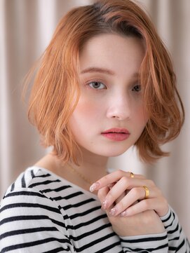 カバーヘア ブリス 上尾西口店(COVER HAIR bliss) □かきあげバングハイトーンカラーボブウルフ406上尾10代20代