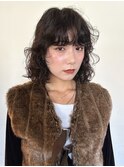 くすみベージュ透明感カラーウェーブパーマ_F10341
