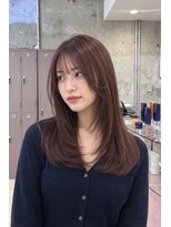 ユニオン(Union)&nbsp;レッドブラウンカラーの顔周りレイヤーセミロング