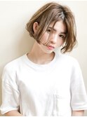 小顔ミニボブ ラフウェーブ ハイライト