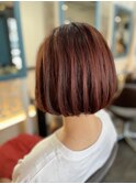 ピンクブラウンのワンカールボブ