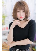 女度UPの抜け感ヘア◎透けバングくびれカールウルフボブc1
