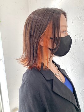 アジールヘア 所沢プロペ通り店(agir hair) インナーカラーオレンジュ蛍光オレンジ所沢小手指入間