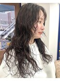 イメチェン☆小顔シースルー前髪エアウェーブウェーブパーマ黒髪
