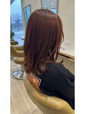 オレンジベージュ×ミディアムレイヤー/20代30代40代50代