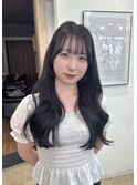 ネイビーブルーネイビーグレーレイヤーカット顔周りカット赤羽