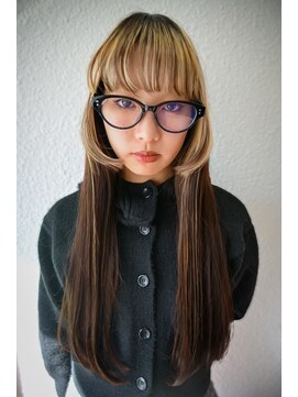 キジ(KIJI) ワイドバング/オン眉/姫カット/ブロンド/デザインカラー