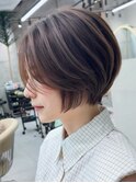 40代50代60代大人美人ショートボブ/白髪ぼかしハイライト