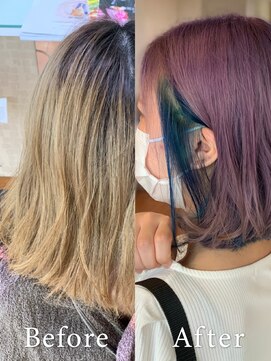 アークスヘアー 大人可愛い★インスタ人気大人ピンク×インナーネイビー