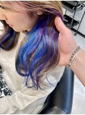 インナーカラーブルーパープル2色インナーお客様ヘア☆