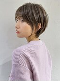 前髪あり耳掛け丸みくびれショートボブ20代30代40代50代（蘭）