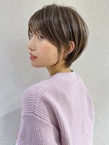 前髪あり耳掛け丸みくびれショートボブ20代30代40代50代（蘭）