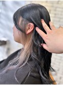 韓国ロング インナー ミルクティーベージュ ブルーブラック