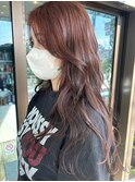 オレンジブラウン ブリーチなしカラー 顔周りレイヤー 髪質改善