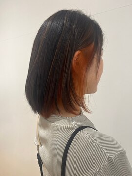 ヴァンカウンシル 清須店(VANCOUNCIL) 秋のオレンジインナーカラー ボブディうる艶美肌カラー