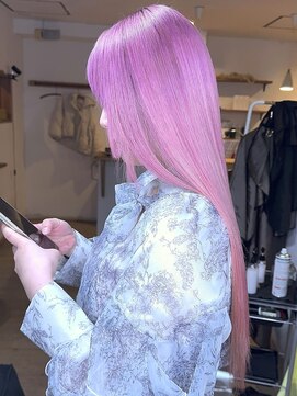 【透明感カラー】ホワイトピンク×ブリーチ２回