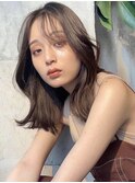 韓国ヘアハッシュカットレイヤーカットグレージュブリーチ無し