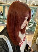 チェリーレッドアプリコットオレンジブラウンワインレッド赤髪