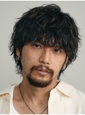 メンズパーマルーズパーマシャドウパーマッシュウルフゆるめ