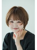 大人可愛い丸みショートボブ