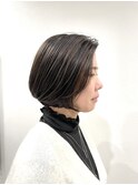大人ボブ&グレージュハイライト