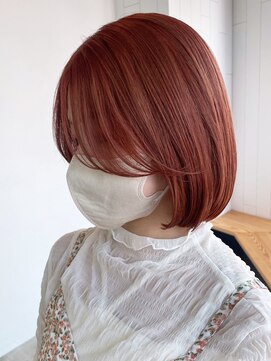 アイティーバイアルバム 八王子店(IT by ALBUM) オレンジピンクボブ_斜めバンググレージュカラー_ba460991