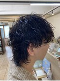  波巻きスパイラルパーマツイストパーマウルフメンズマッシュ