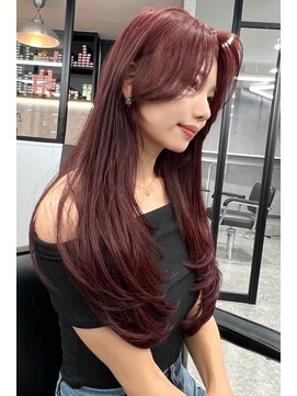 ランズ(LANDS) カシスピンク　レイヤーカット 【韓国ヘア 大阪 梅田】