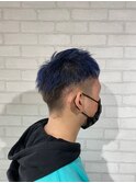 小顔似合わせカットブルーカラー