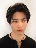 オーシャントーキョー 仙台(OCEAN TOKYO)&nbsp;黒髪ニュアンスパーマ毛流れ2ブロックショートウルフビジネス