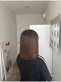 シースルーマッシュハイライトセミロングブリーチなしカラーボブ