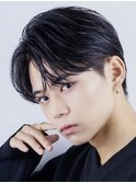 ビジネスメンズショートニュアンスセンターパートフェザーパーマ
