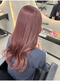 ハイライトカラーくびれヘアアプリコットオレンジ