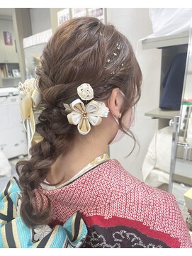 パリスパート2 振袖 シンプル タイト 編み下ろし ヘアアレンジ