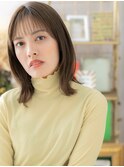 シースルーバングカーキベージュ小顔ミディc4大宮20代30代40代
