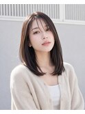 セミロング30代40代ストレートレイヤー前髪なし前髪あり池袋