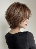 白髪ぼかしショート×自然な丸み[西宮北口/白髪ぼかし]