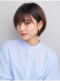 ショートボブ 透明感カラー 前髪カット ナチュラルブラウン 20代
