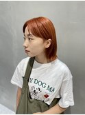 ボブ・オレンジヘア・ブリーチカラー・ダブルカラー【井戸】