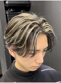 【お客様メンズヘア】ハイライト毛流れセンターパート［渋谷駅］