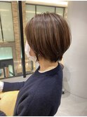 大人のナチュラルショートx白髪ぼかしハイライトカラー【菅井】