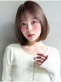 セミディ美髪薄めバンググレージュイメチェン大人可愛い前髪F