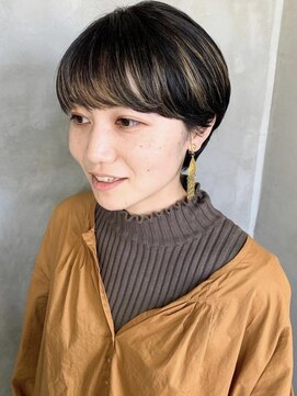 テトヘアー(teto hair) マッシュショートハイライトデザインカラー黒髪金髪