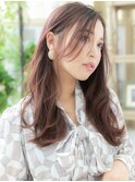 大人かわいいセンターパートアッシュピンクb上尾20代30代40代