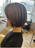 ピンクベージュ ベージュカラー ミニボブ 髪質改善 三ノ宮 元町