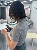 パツっとボブ　こなれミディ　イメチェンボブ　ダークグレージュ